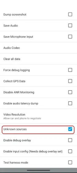 Enable Unknown sources for Android Auto