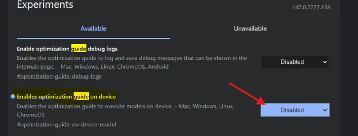 Disable Gemini Nano weights.bin in Chrome