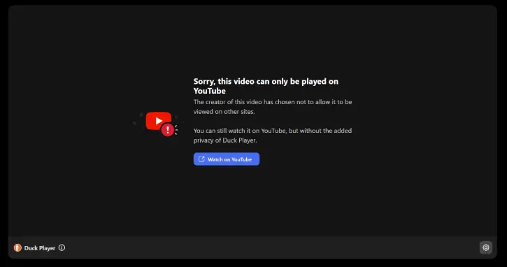 Duck Player not playing YouTube videos